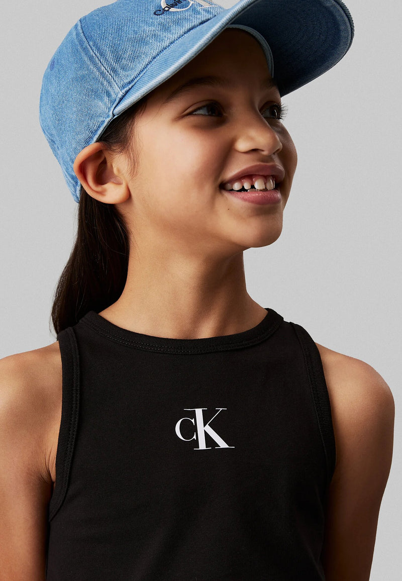 Calvin Klein canotta bambina ragazza nera slim fit estiva jersey - NERO | CammarataMode