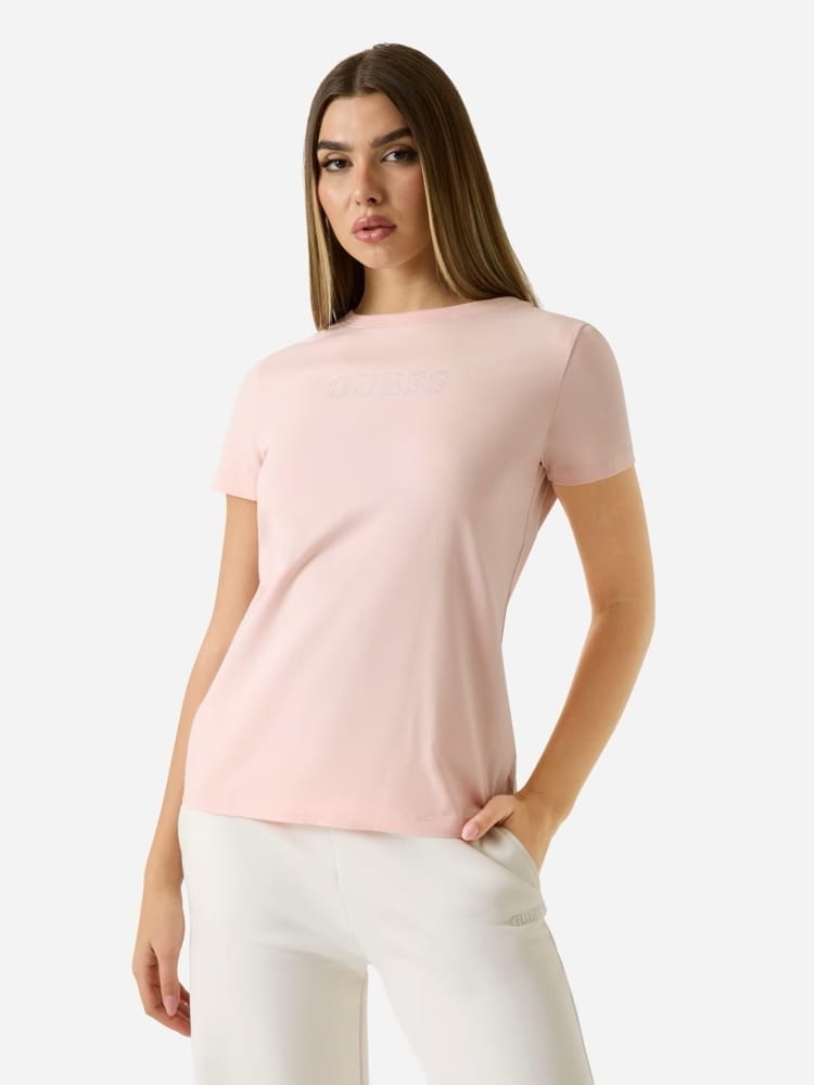 Guess tshirt rosa donna con logo