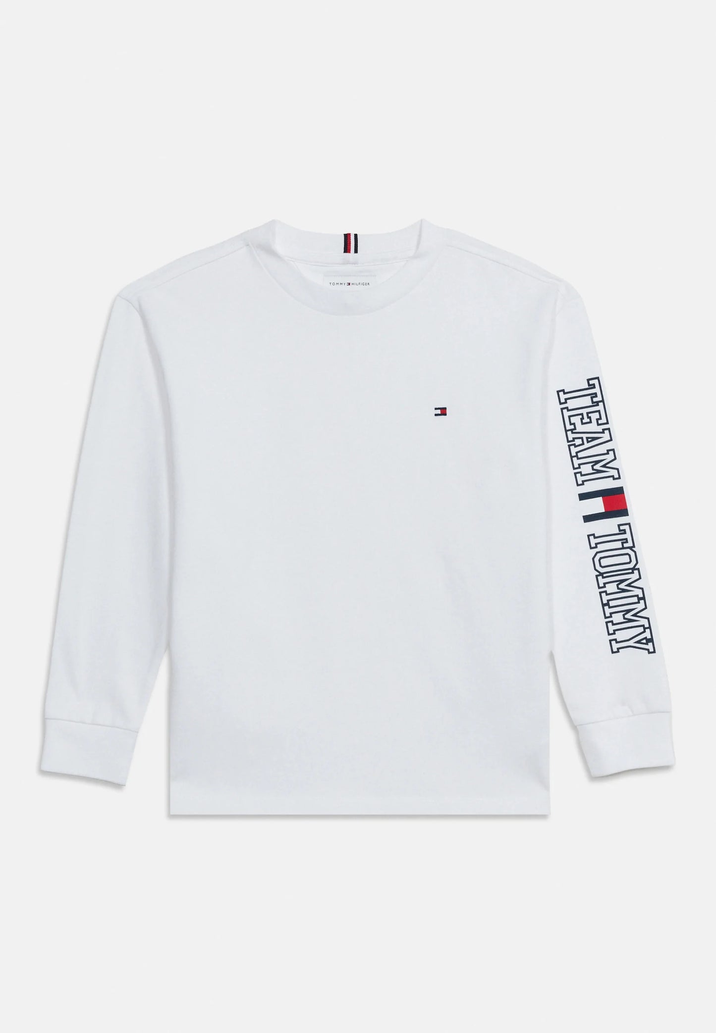 TOMMY HILFIGER Tshirt bianca maniche lunghe logo sulla manica con polsino Bambini e ragazzi kb0kb10512ybr_