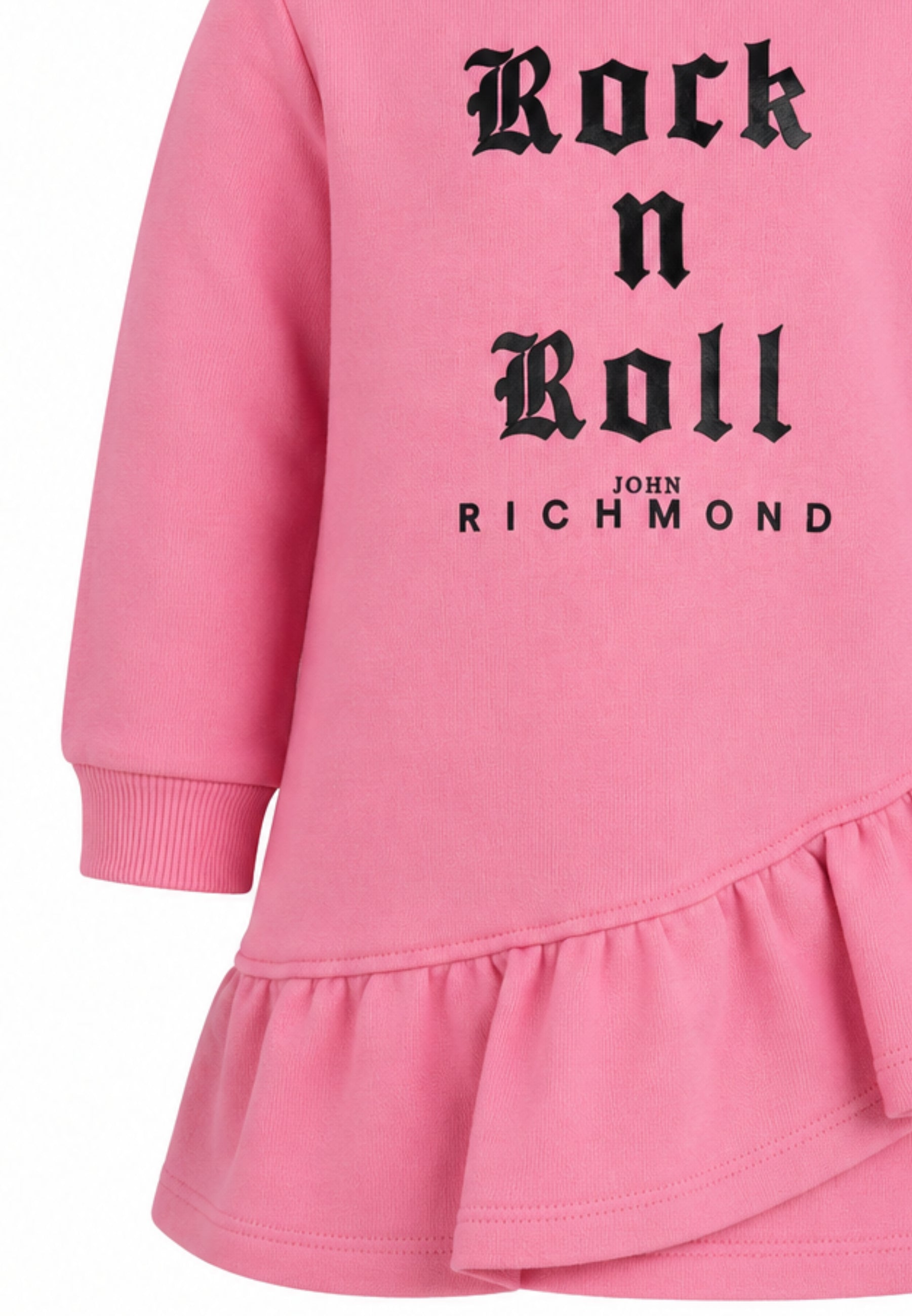 John Richmond abitino ROSA A MANICHE LUNGHE CON SCRITTA NERA E BALZE ASIMMETRICHE Bambine e ragazze ria26100ve.rosa_
