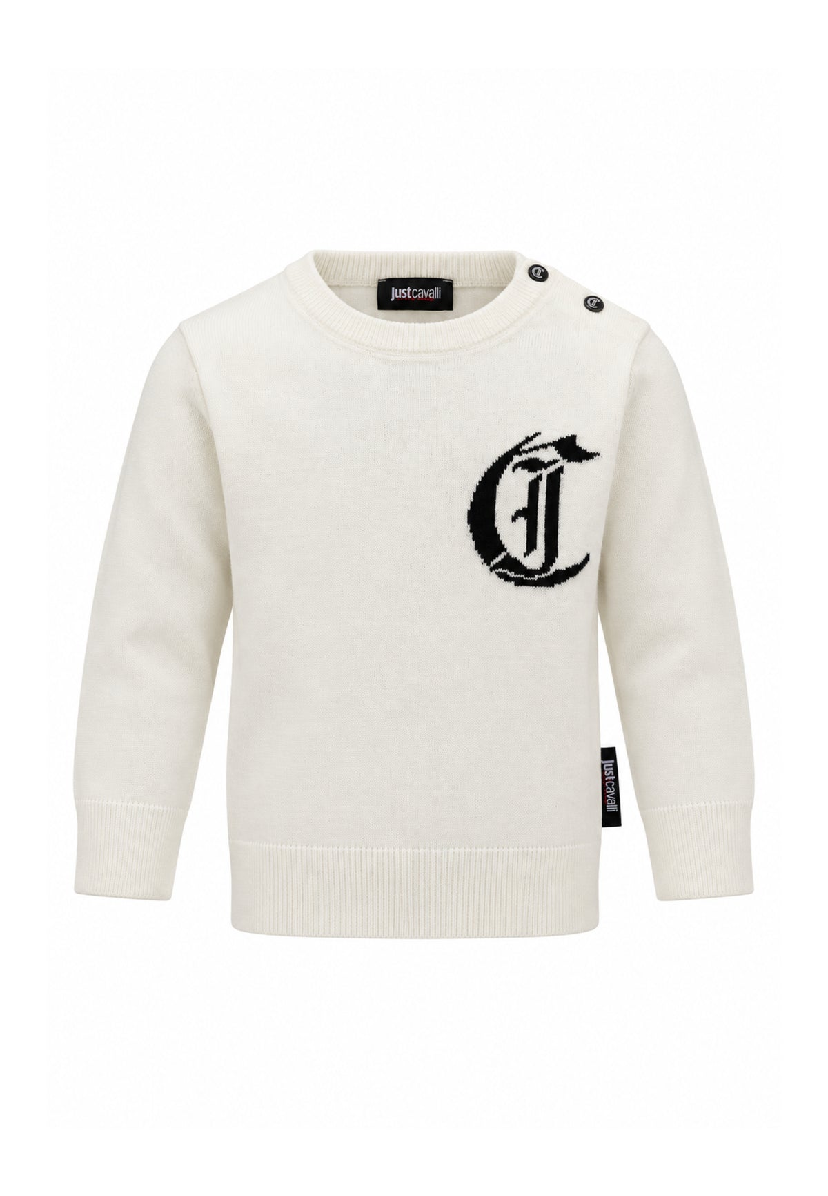 JUST CAVALLI MAGLIONCINO PANNA GIROCOLLO CON LOGO GRANDE Bambini e ragazzi JIA26002MA.PANNA_