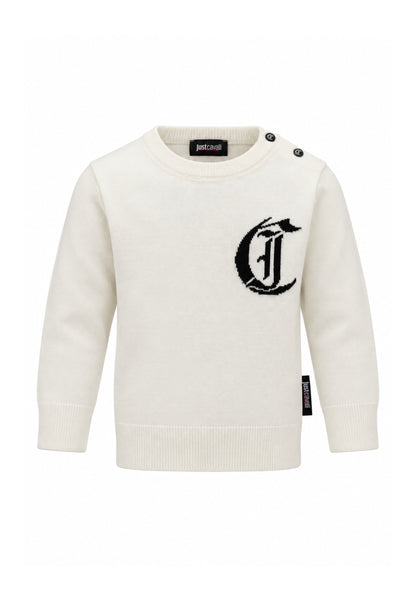 JUST CAVALLI MAGLIONCINO PANNA GIROCOLLO CON LOGO GRANDE Bambini e ragazzi JIA26002MA.PANNA_