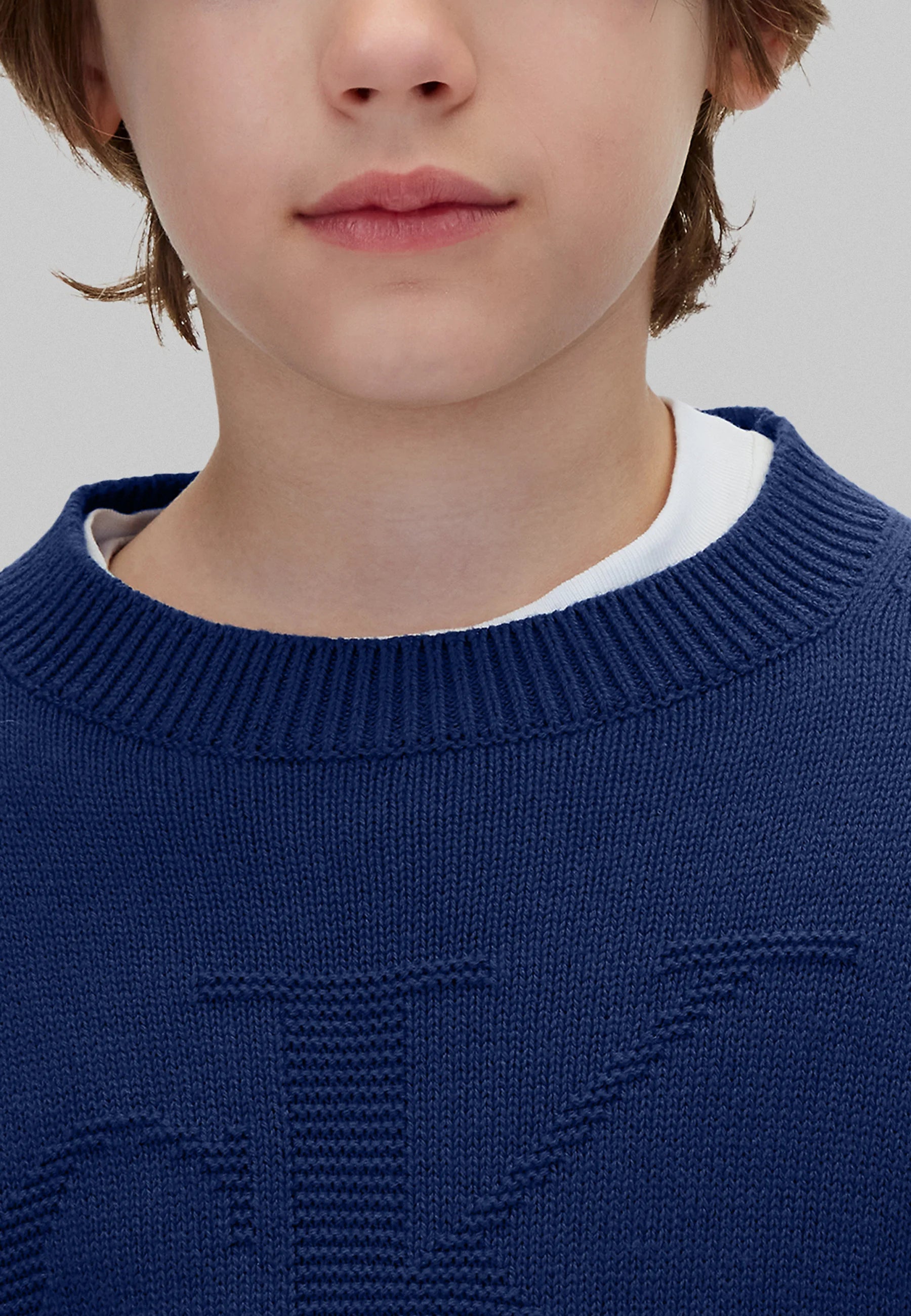 CALVIN KLEIN maglioncino BLU CON LOGO CK TONO SU TONO Bambini e ragazzi lvckfjf048cfb.blu_