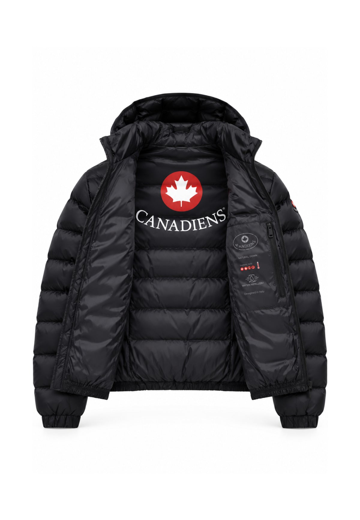 Canadiens Giubbotto nero trapuntato con cappuccio Uomo nordic fly 2.0/m.ne_