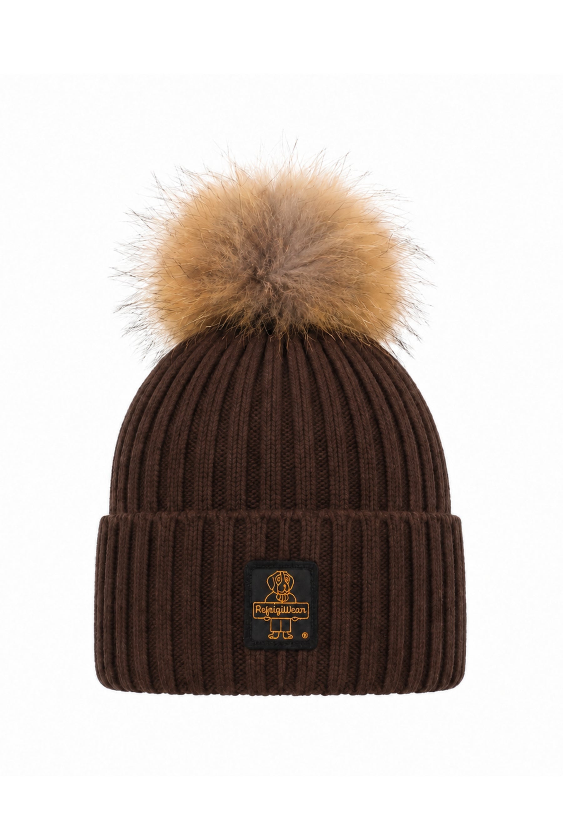 REFRIGIWEAR CAPPELLO MARRONE IN LANA CON POMPOM E LOGO Donna snowflake hat.marro_