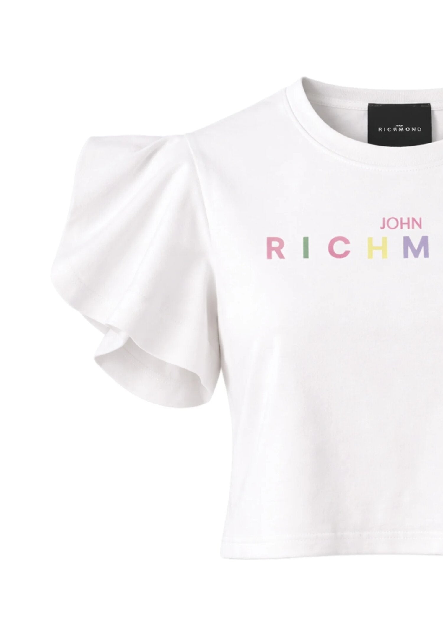 John Richmond Tshirt Bianca Logo Arcobaleno Bambina RGP26008TO_