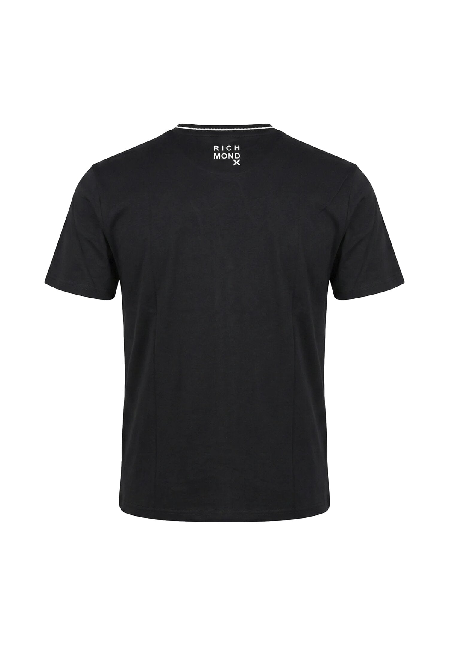 John Richmond Tshirt Nera Con Collo a Contrasto Uomo UMP26335TS_