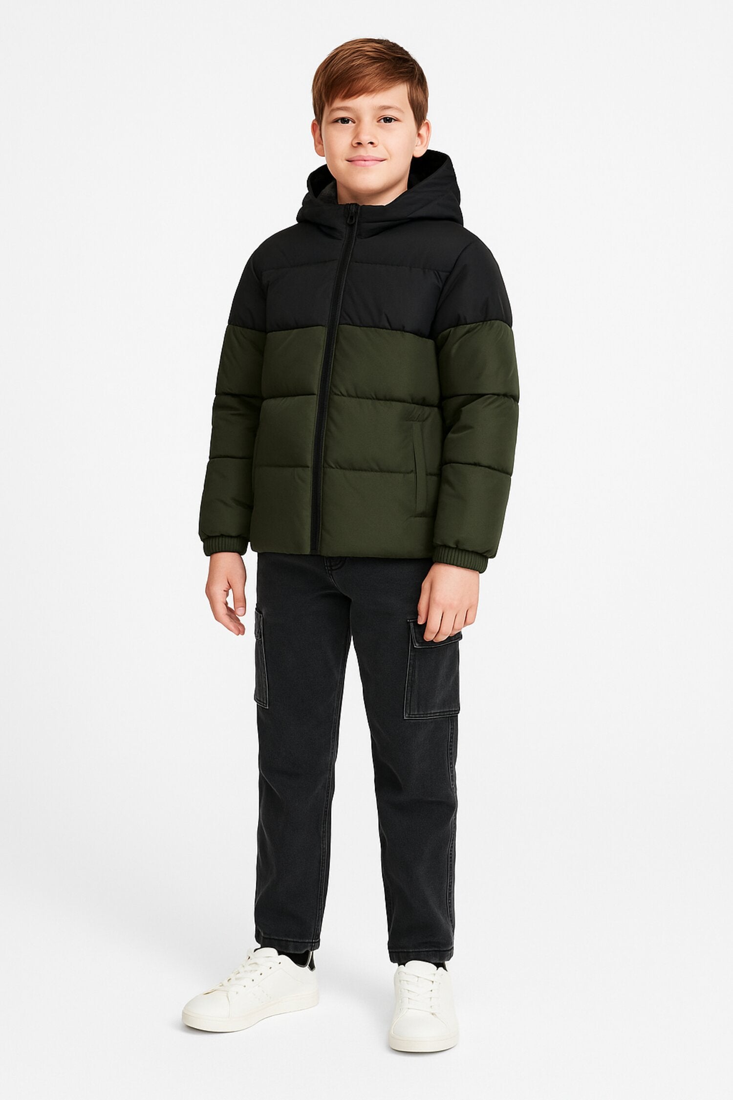 Jack & Jones Junior Giubbotto Color Block Verde Bambino Con Cappuccio AI25