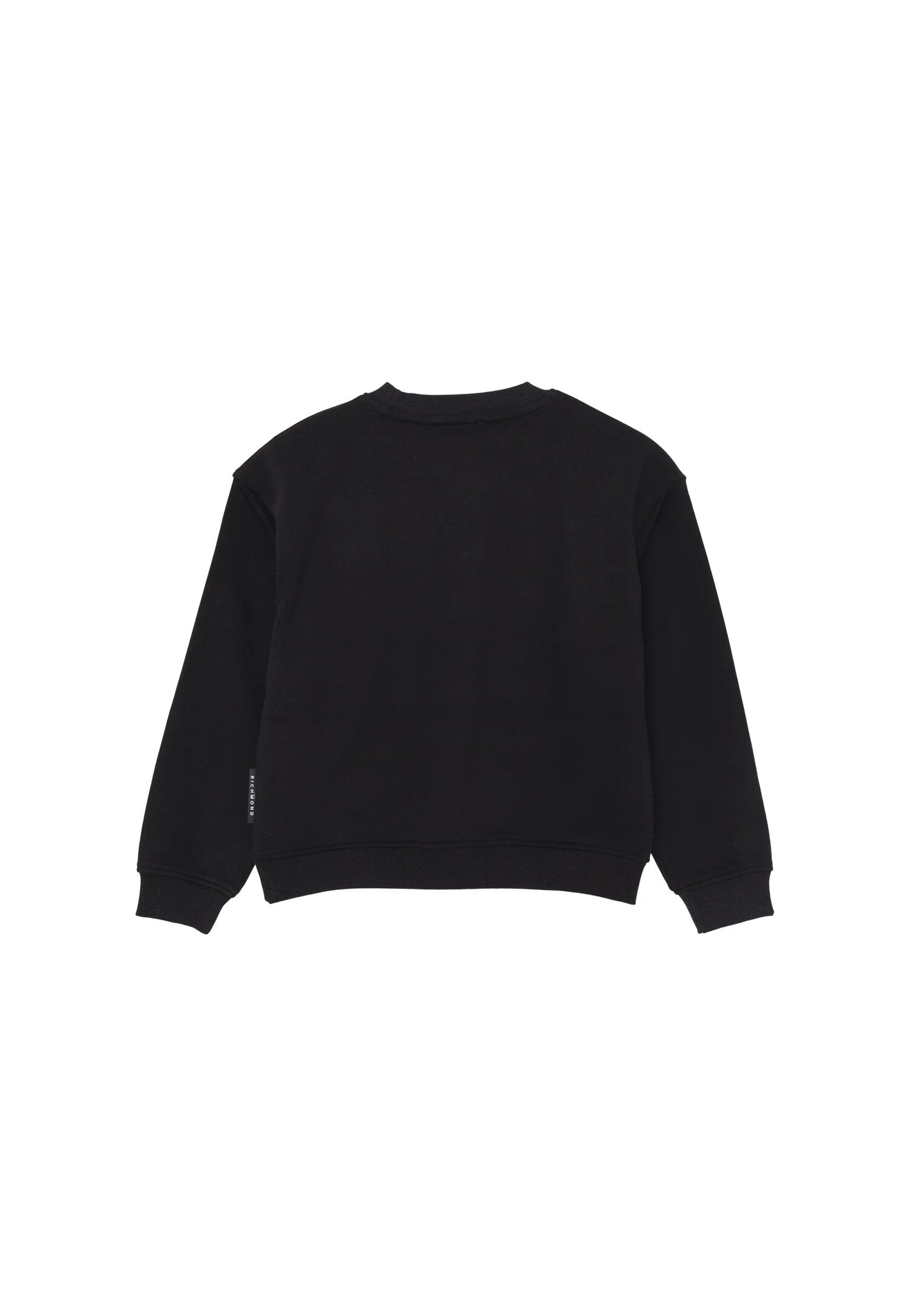 John Richmond Felpa Nera Bambino In Cotone Girocollo Sportivo AI25
