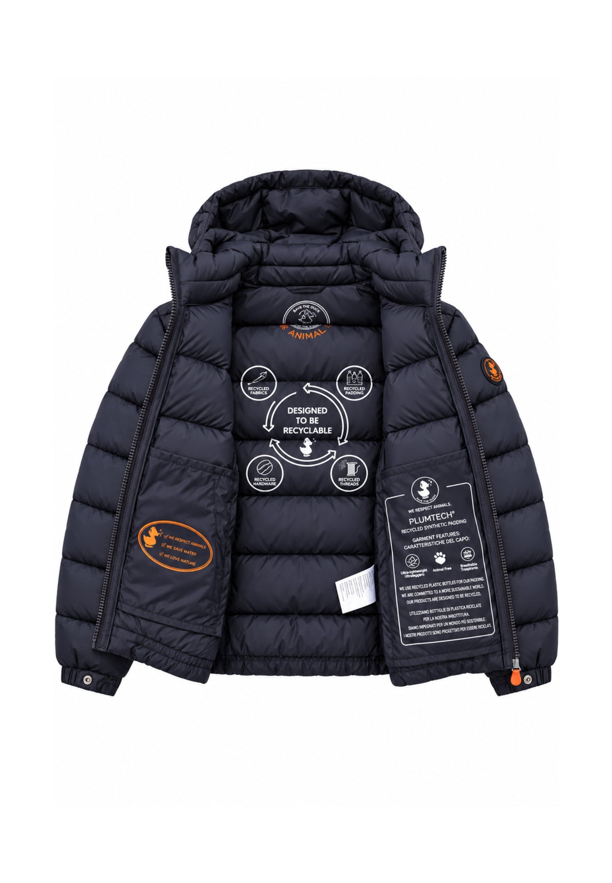 Save the Duck GIUBBOTTO BLU TRAPUNTATO CON CAPPUCCIO Bambini e ragazzi 02-J35560B.BLU_