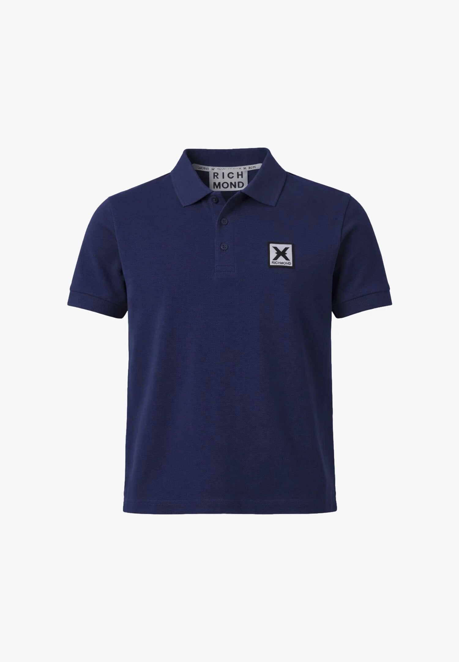 John Richmond Polo Blu Logo Quadrato Uomo Maniche Corte - UMP26036PO_
