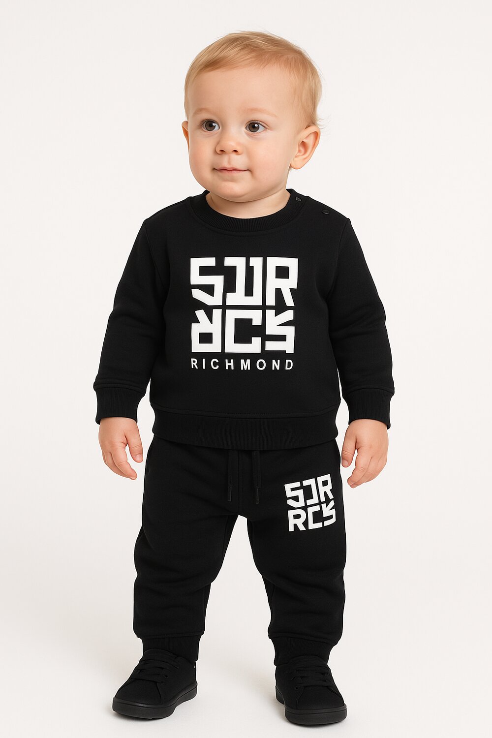 John Richmond completo neonato nero con stampa bianca 100% cotone