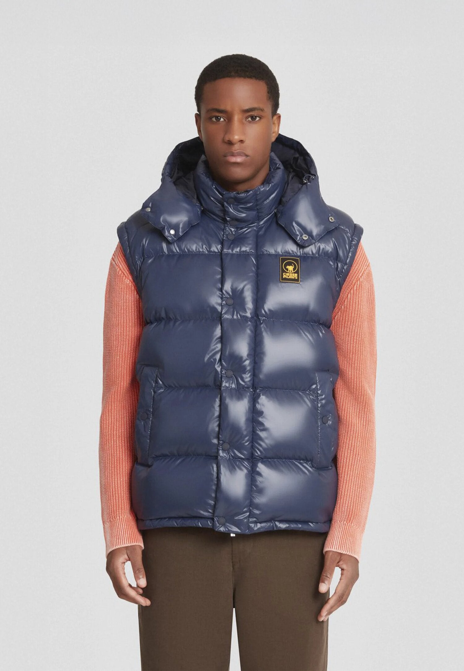 Ciesse Piumini Giubbotto Blu Uomo In Nylon Con Cappuccio Invernale AI25