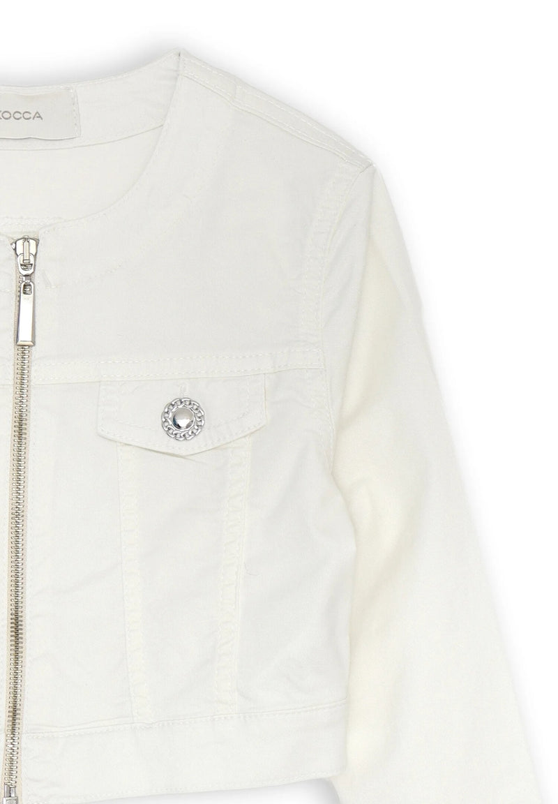 Giubbotto corto ragazza bianco Kocca zip frontale primavera estate - BIANCO | CammarataMode