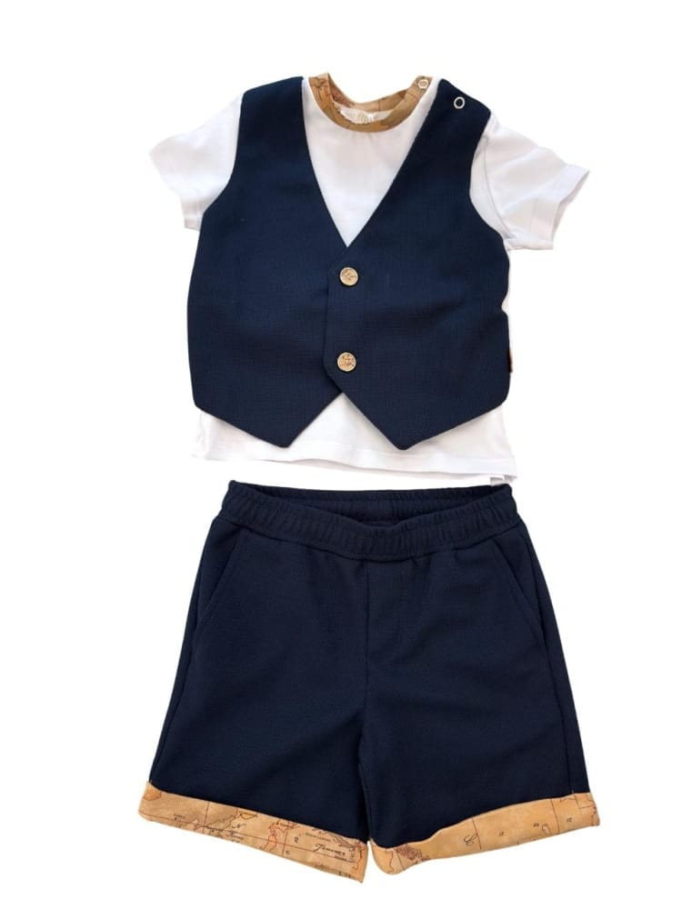 Alviero Martini set blu navy neonao maxi logo sul retro