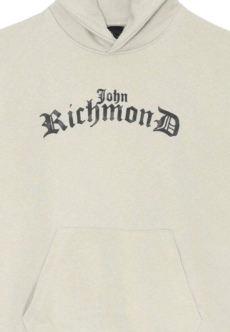 John Richmond Felpa Grigio Bambino In Cotone Con Cappuccio Scuola AI25