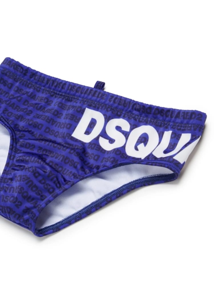 Dsquared costume da bagno slip kids/junior blu con logo Bambino