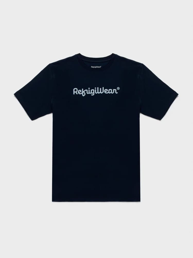Refrigiwear thirt blu navy uomo logo lettering