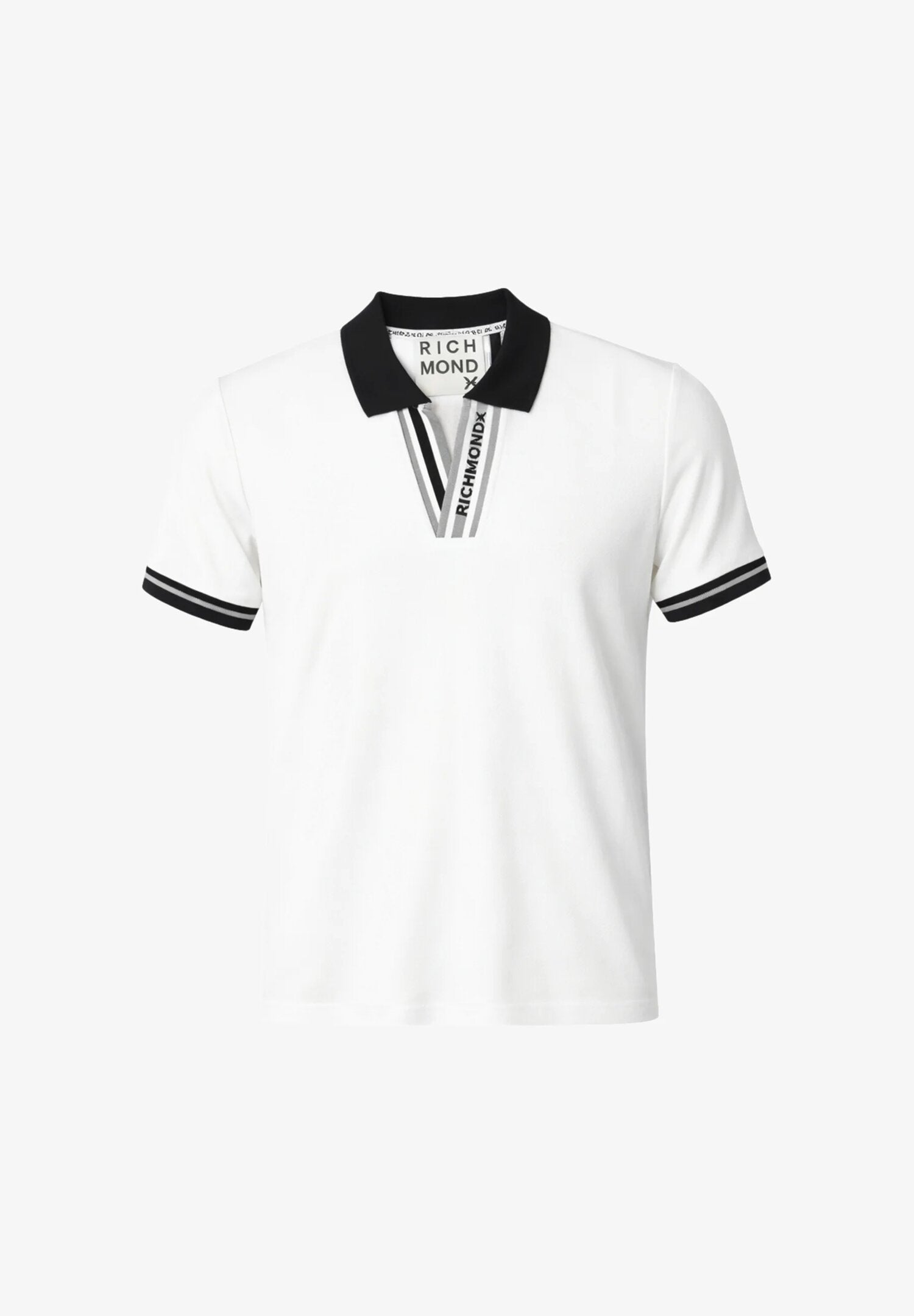 John Richmond Polo Panna Con Scollo a V e Colletto Nero Uomo UMP26013PO_