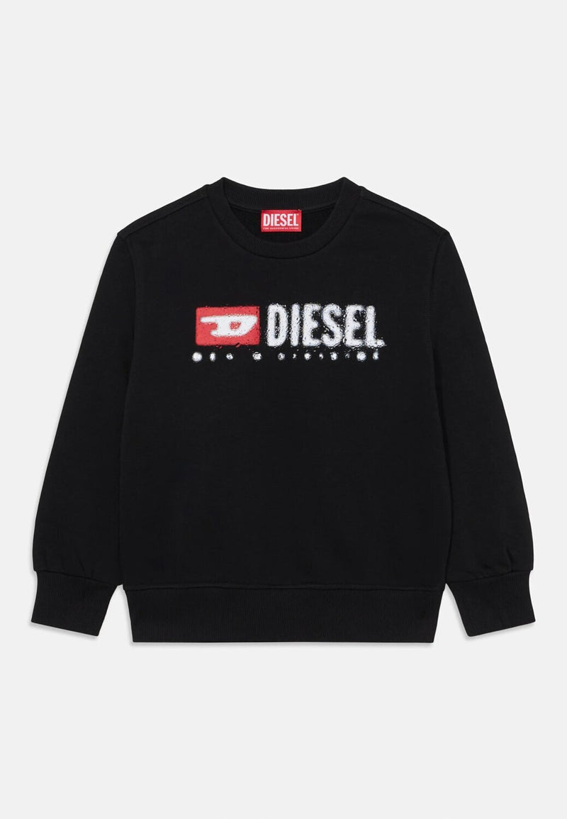 Diesel felpa bambino ragazzo nera girocollo cotone logo stampato - NERO | CammarataMode