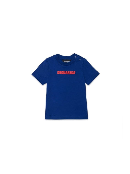 Dsquared t-shirt infant in cotone bluette con logo Bambino