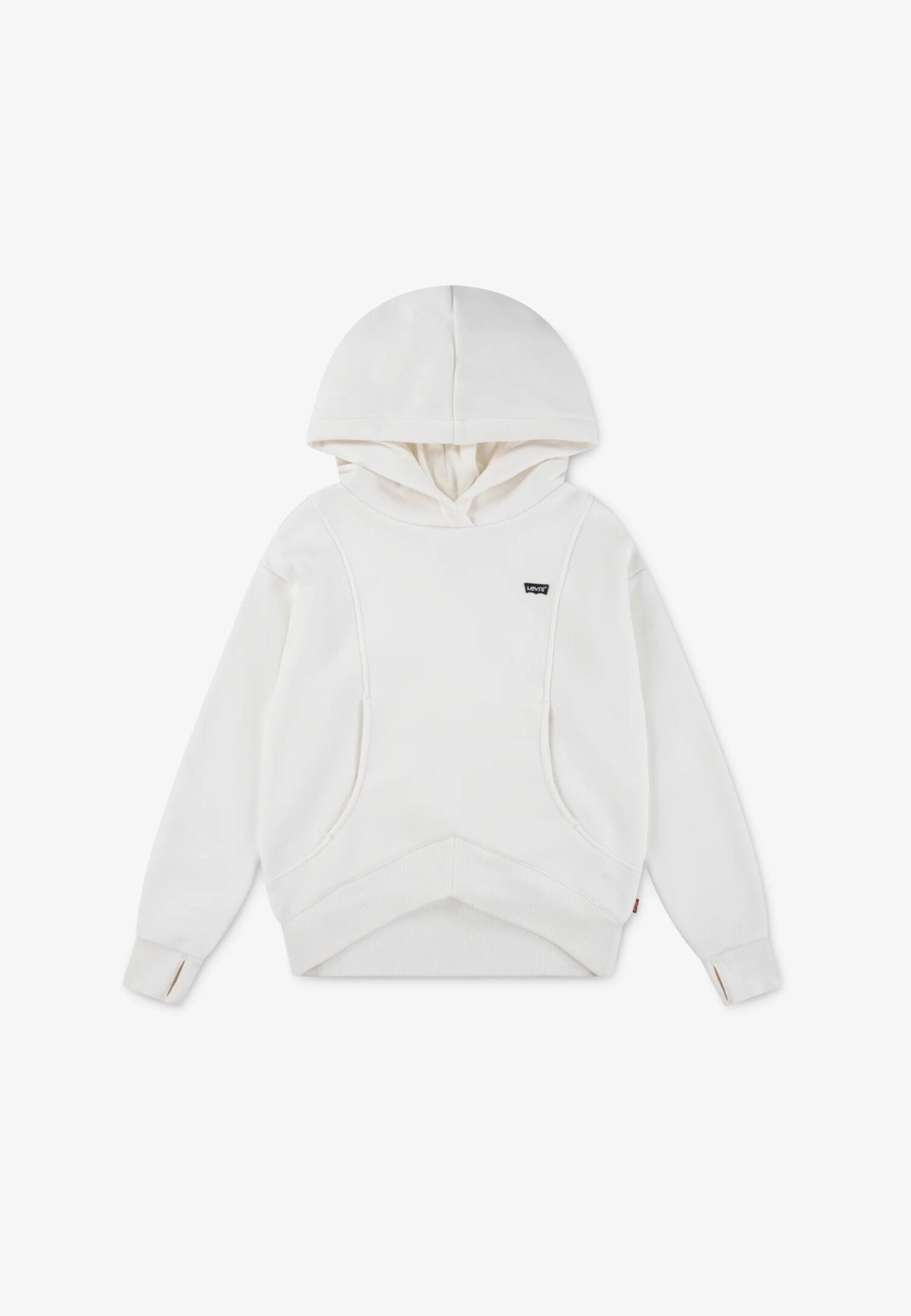 Levi's Felpa Bianca Bambina Corta In Cotone Con Cappuccio Passeggio AI25
