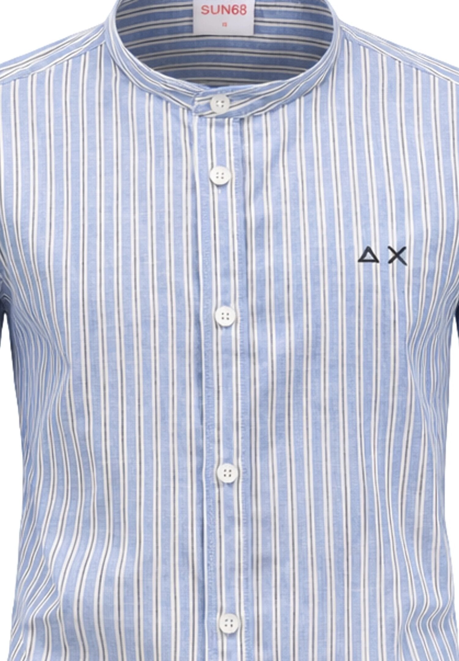 Sun68 Kids Camicia Bambino Celeste Colletto Coreano S36310_