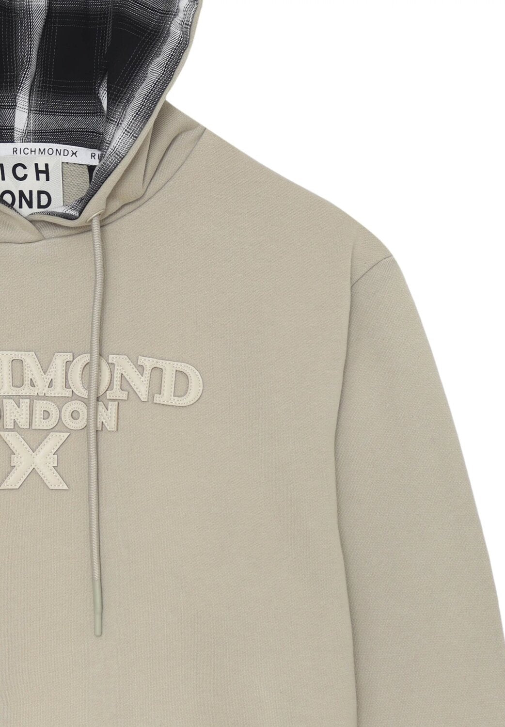 John Richmond felpa uomo beige con cappuccio logo cotone