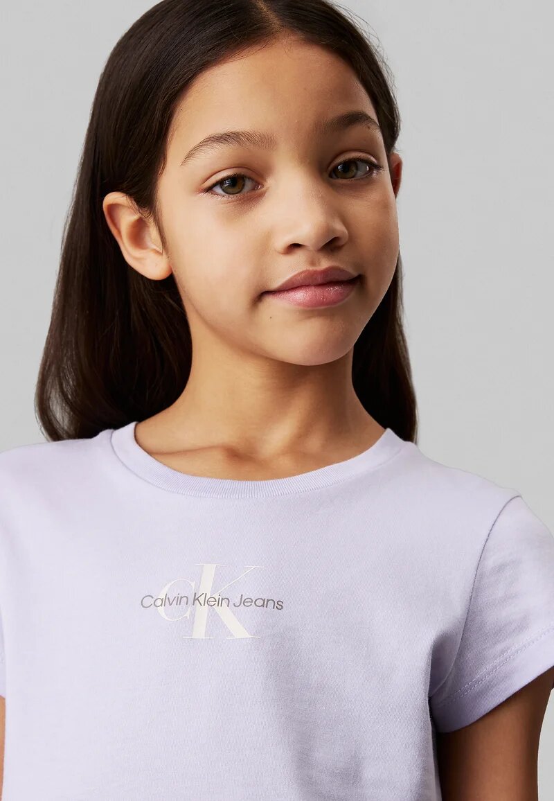Calvin Klein t shirt bambina ragazza lilla cotone logo CK estiva junior | CammarataMode