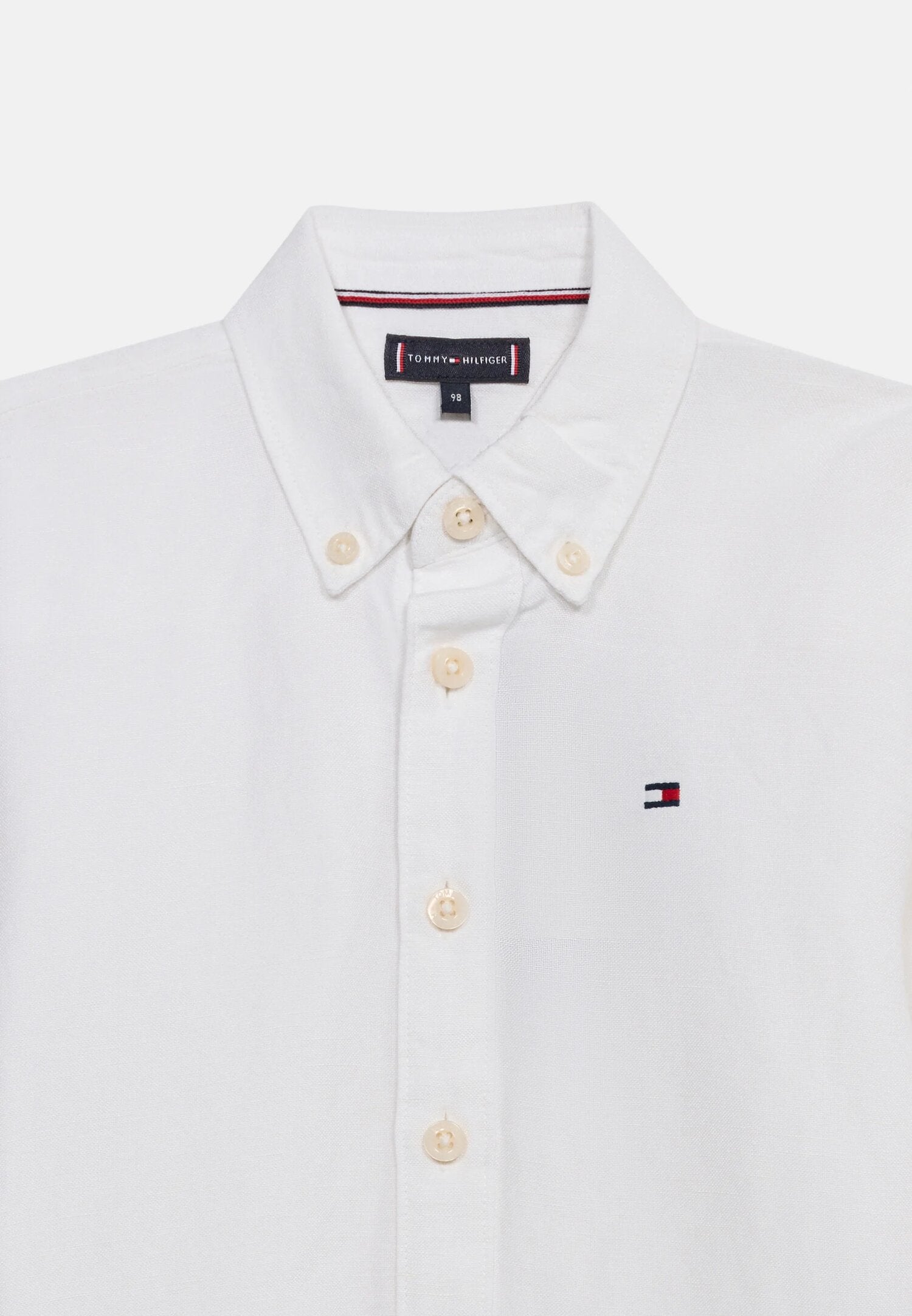 Tommy Hilfiger Camicia Bianca Misto Lino Bambino KB0KB09550YBR_