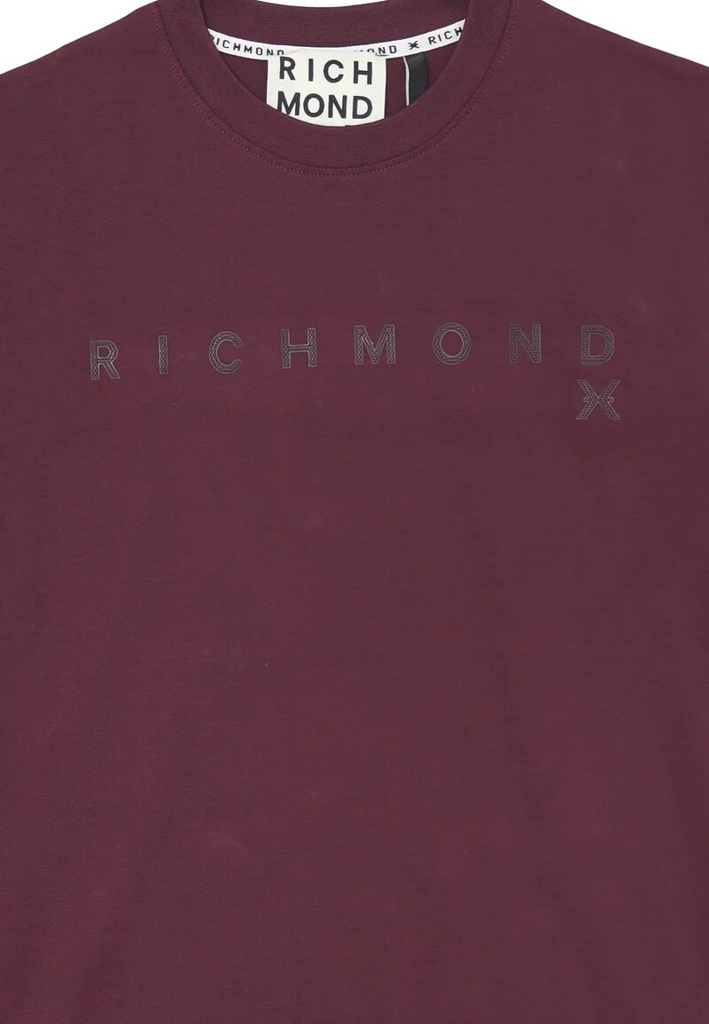 John Richmond t Shirt Bordeaux Uomo Basic In Jersey Maniche Corte Quotidiano