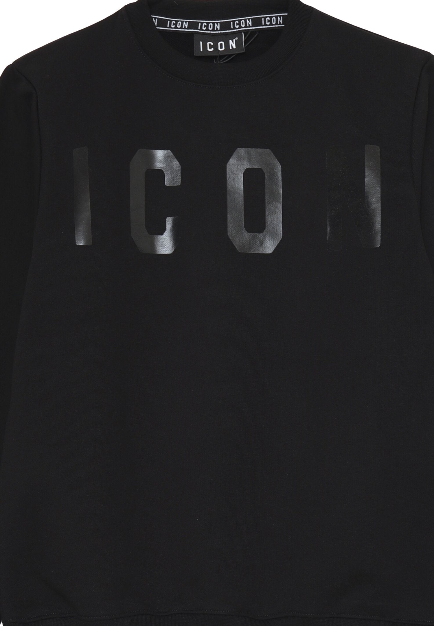 Icon Felpa Nero Bambino In Cotone Girocollo Sportivo AI25