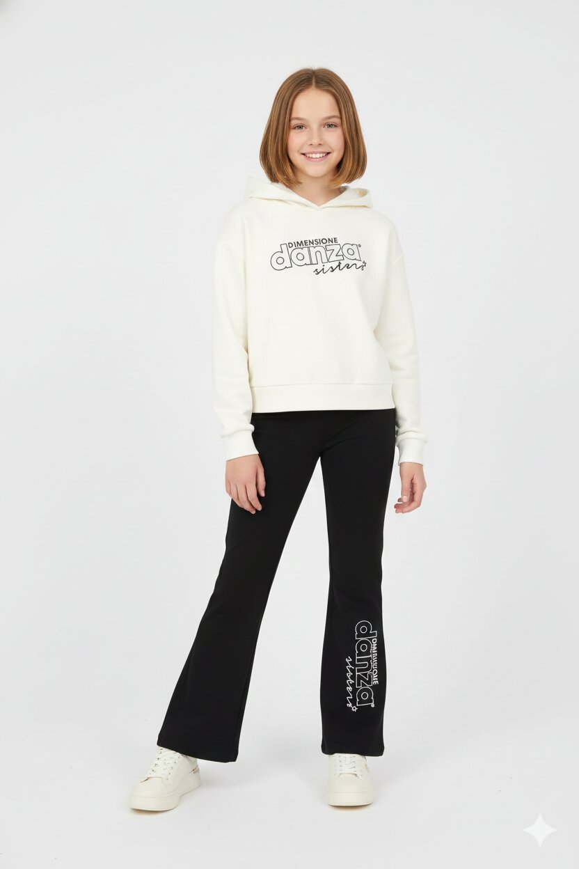 Dimensione Danza Completo Bambina Leggins Zampa In Cotone Con Cappuccio Sport