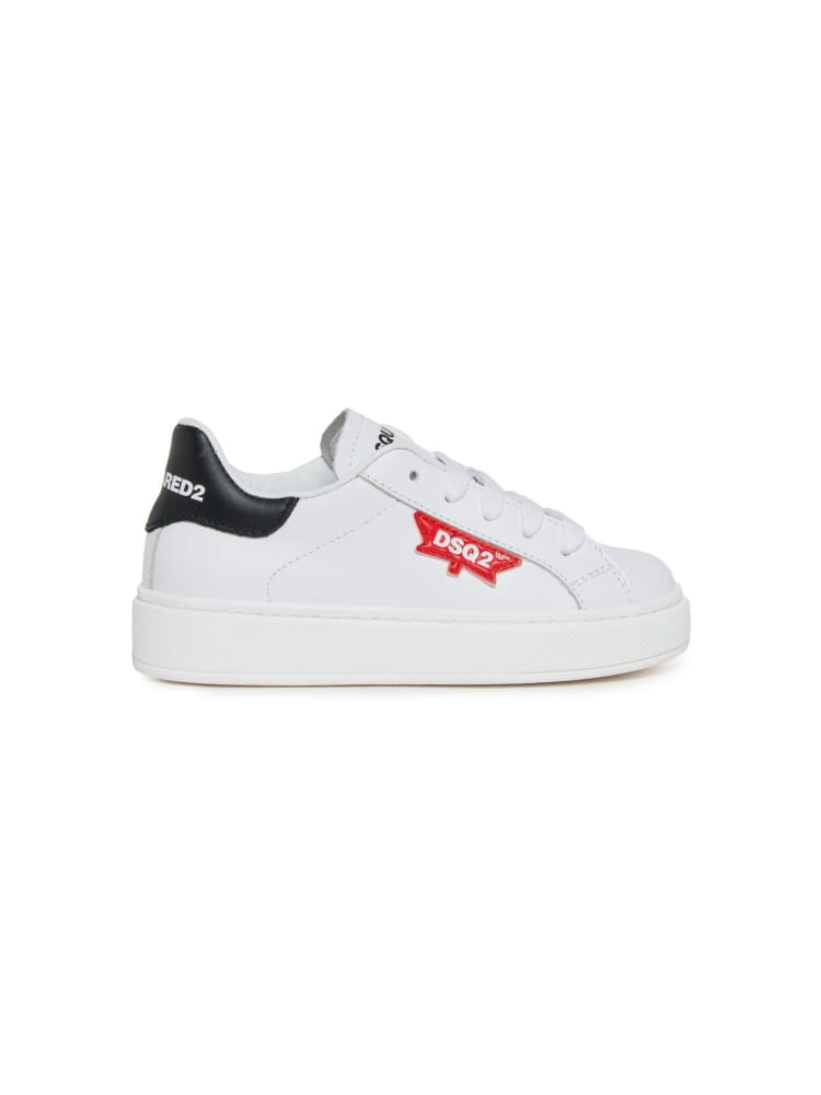 Dsquared sneakers junior in pelle bianca con micro logo Bambino