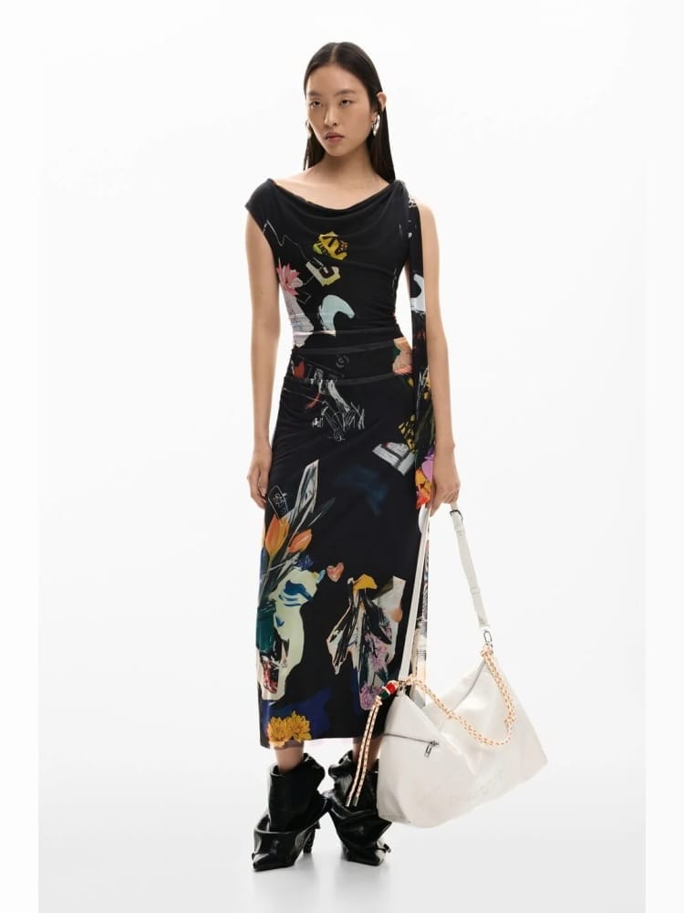 Desigual borsa a spalla grande con tracolla leiria 2.0 in ecopelle panna con logo