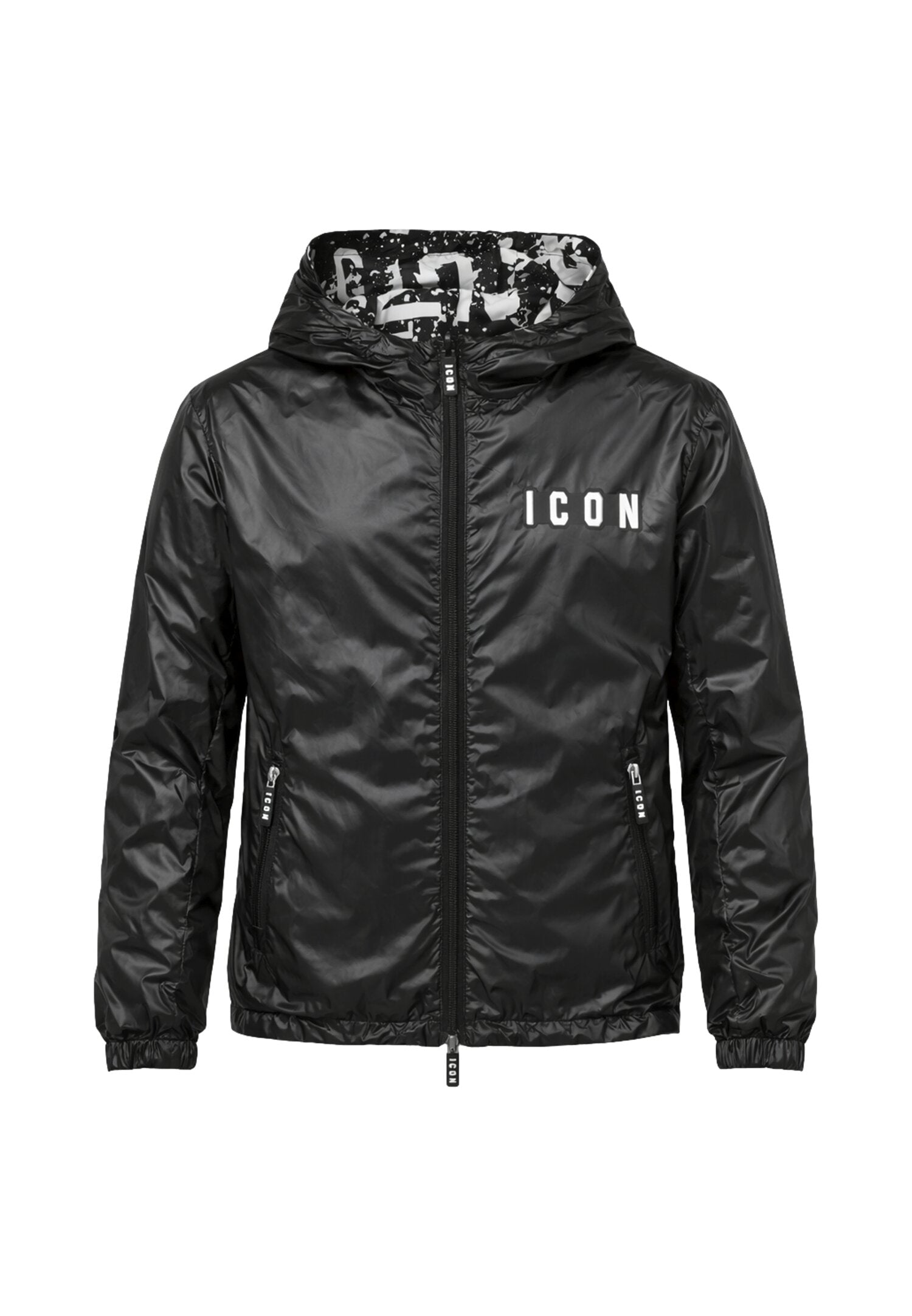 Icon Giubbotto Nero Reversibile Fantasia Logo Bambino IBJK001136_