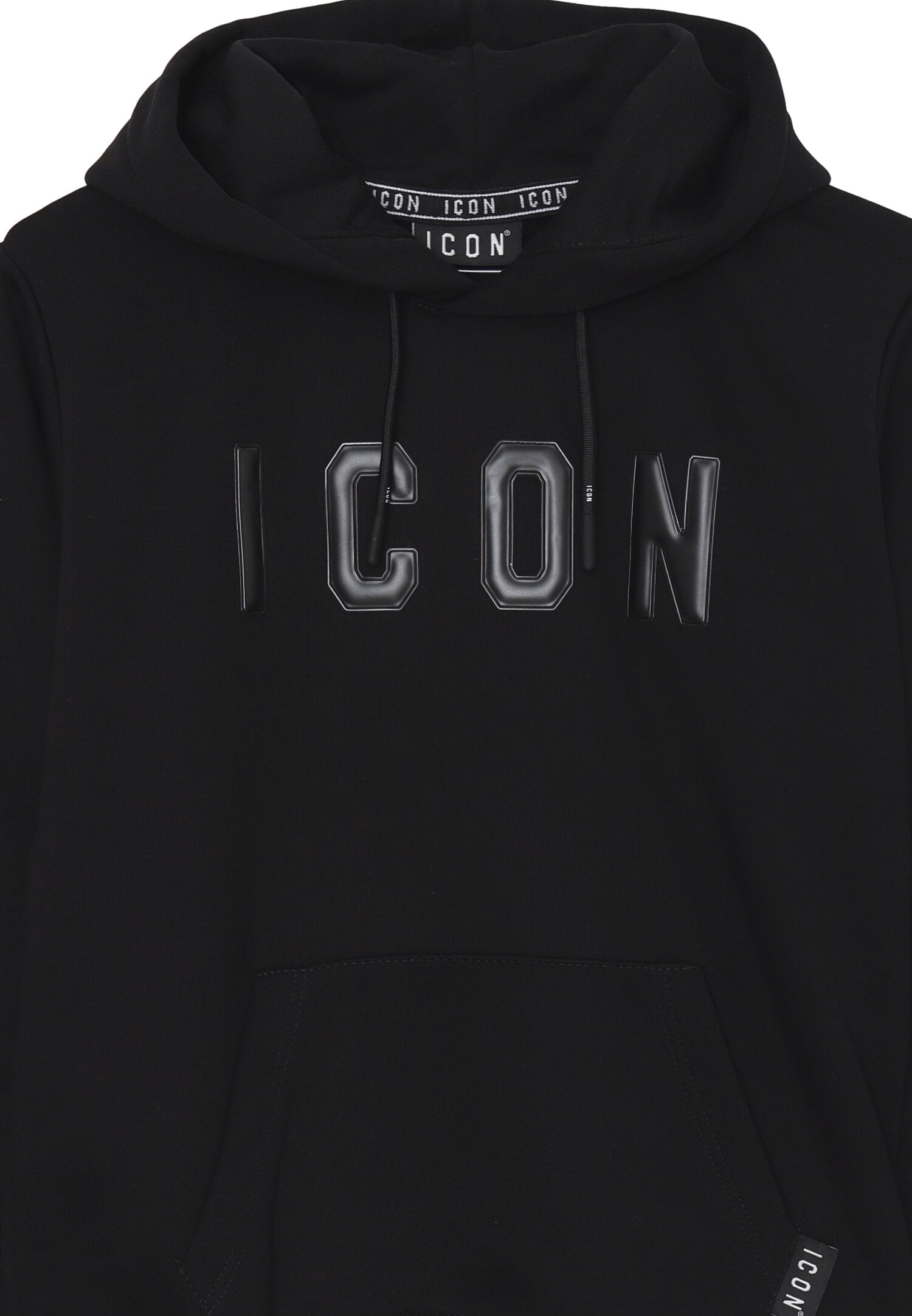Icon Felpa Nero Bambino In Cotone Con Cappuccio Passeggio AI25