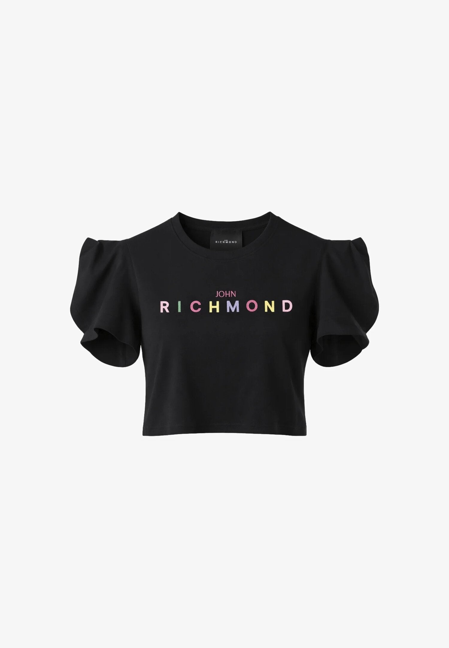 John Richmond Tshirt Nera Logo Arcobaleno Bambina RGP26008TO_
