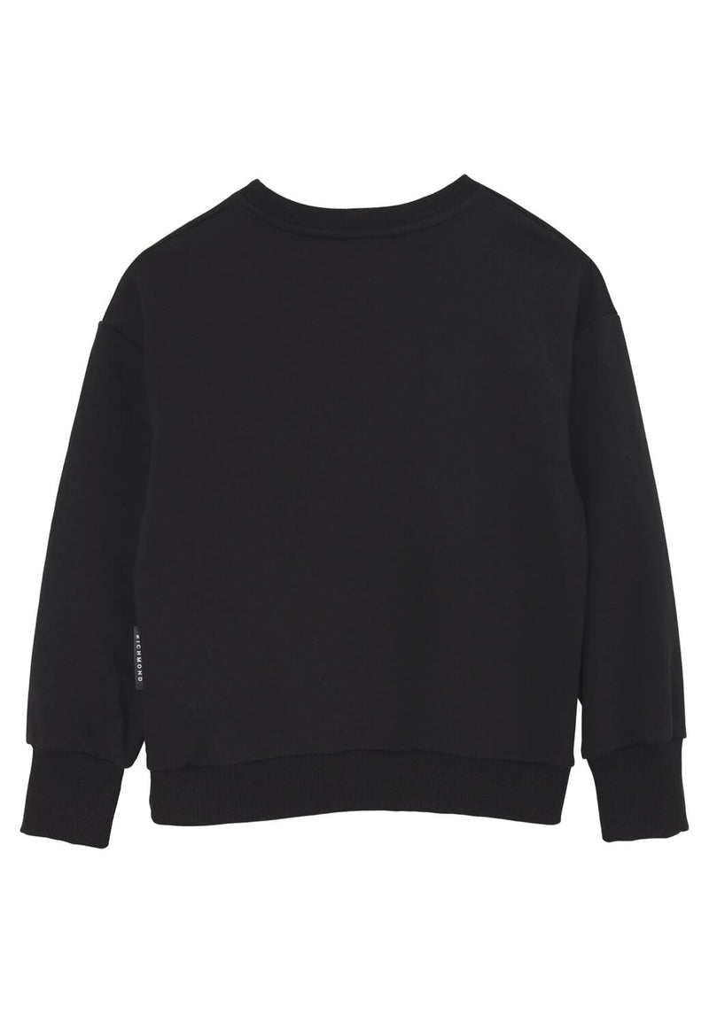 John Richmond felpa bambina nera 10-16 anni cotone stampa glitter - NERO | CammarataMode