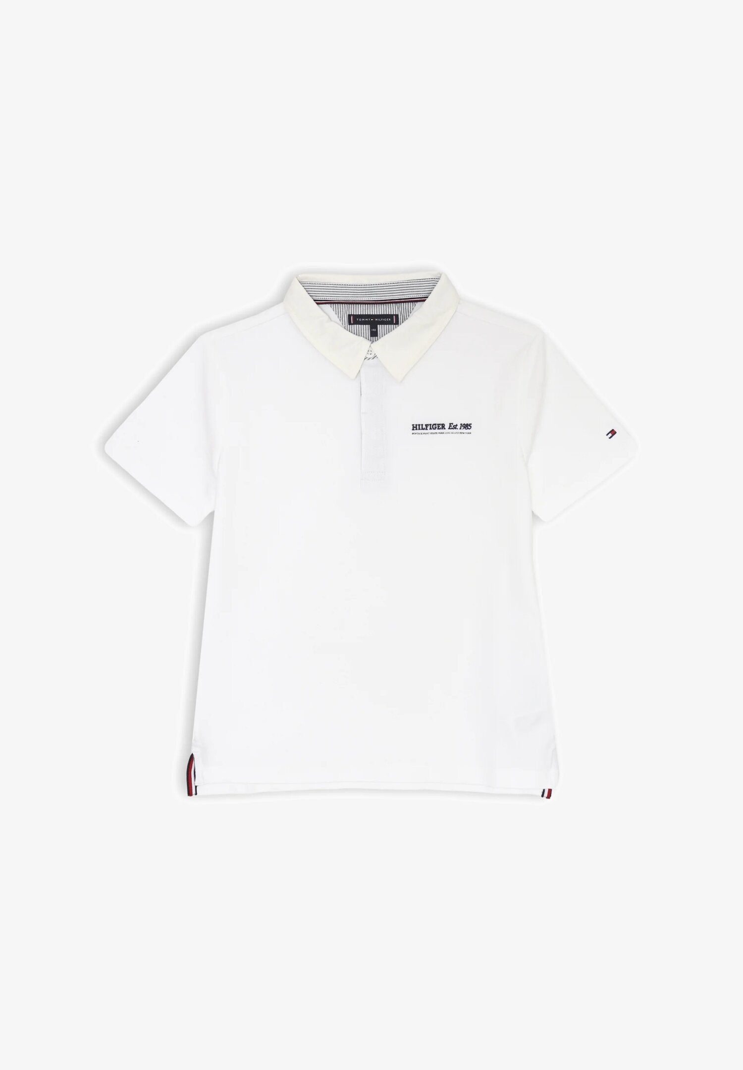 Polo bianca bambino Tommy Hilfiger con colletto panna e ricamo | CammarataMode
