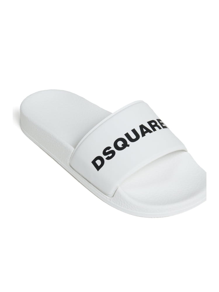 Dsquared ciabatte piscina kids/junior bianco con logo lettering in contrasto Bambino