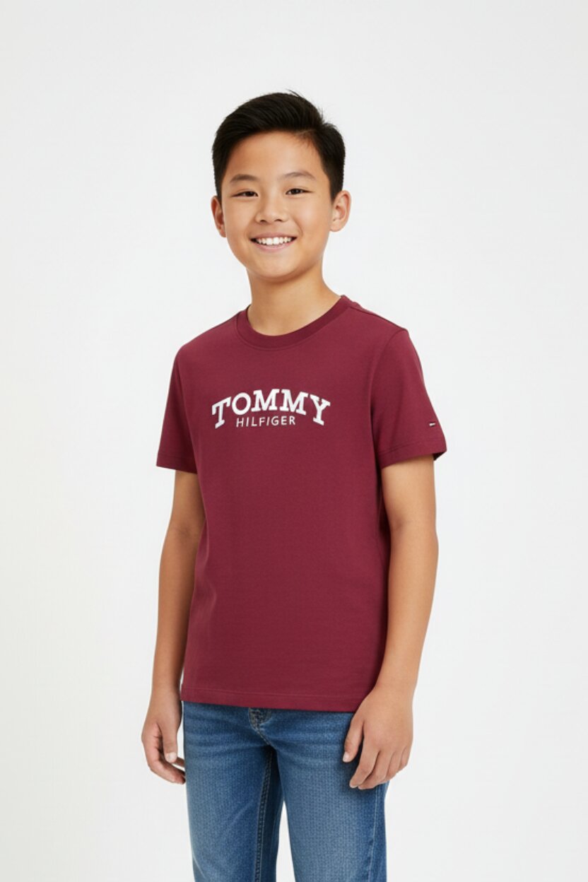Tommy Hilfiger Tshirt Ragazzo Vinaccio In Jesery Maniche Corte Passeggio PE26
