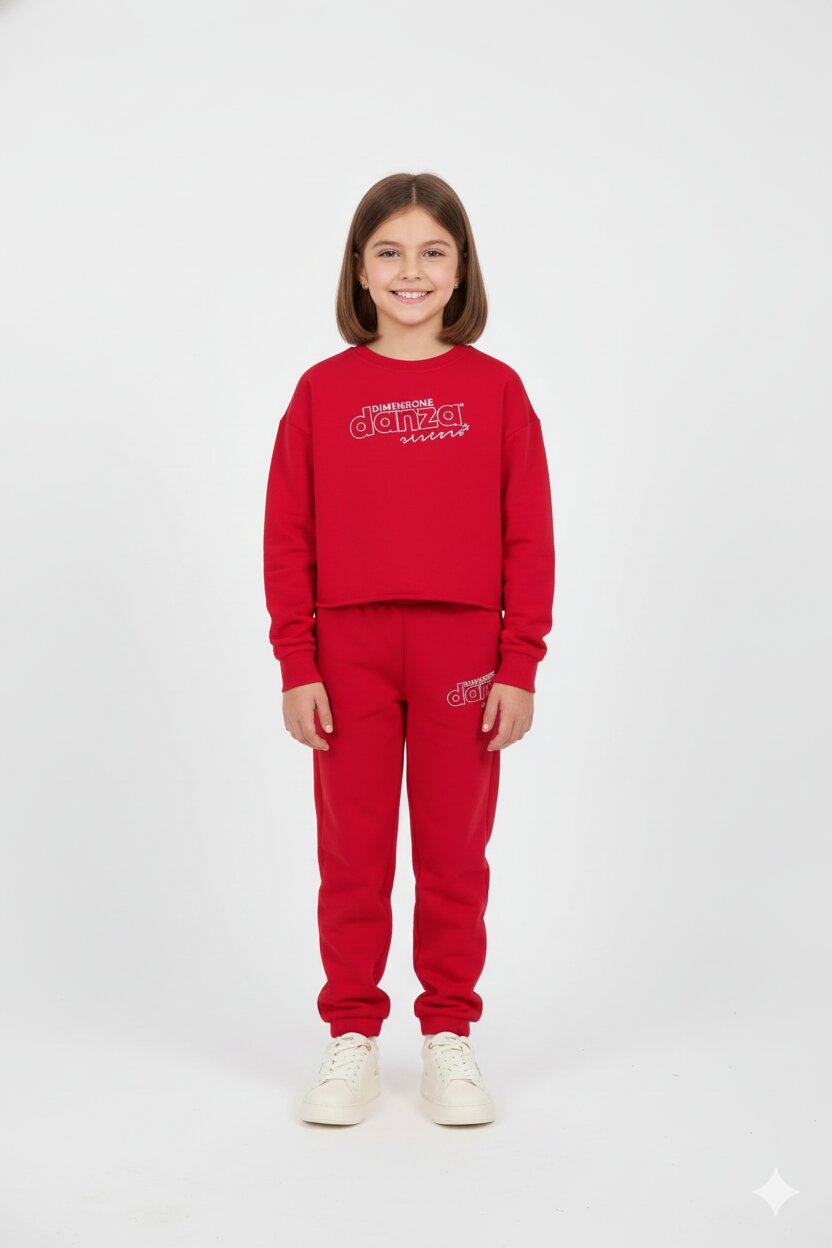 Dimensione Danza Tuta Fuxia Bambina Felpa Corta In Cotone Girocollo Sportivo