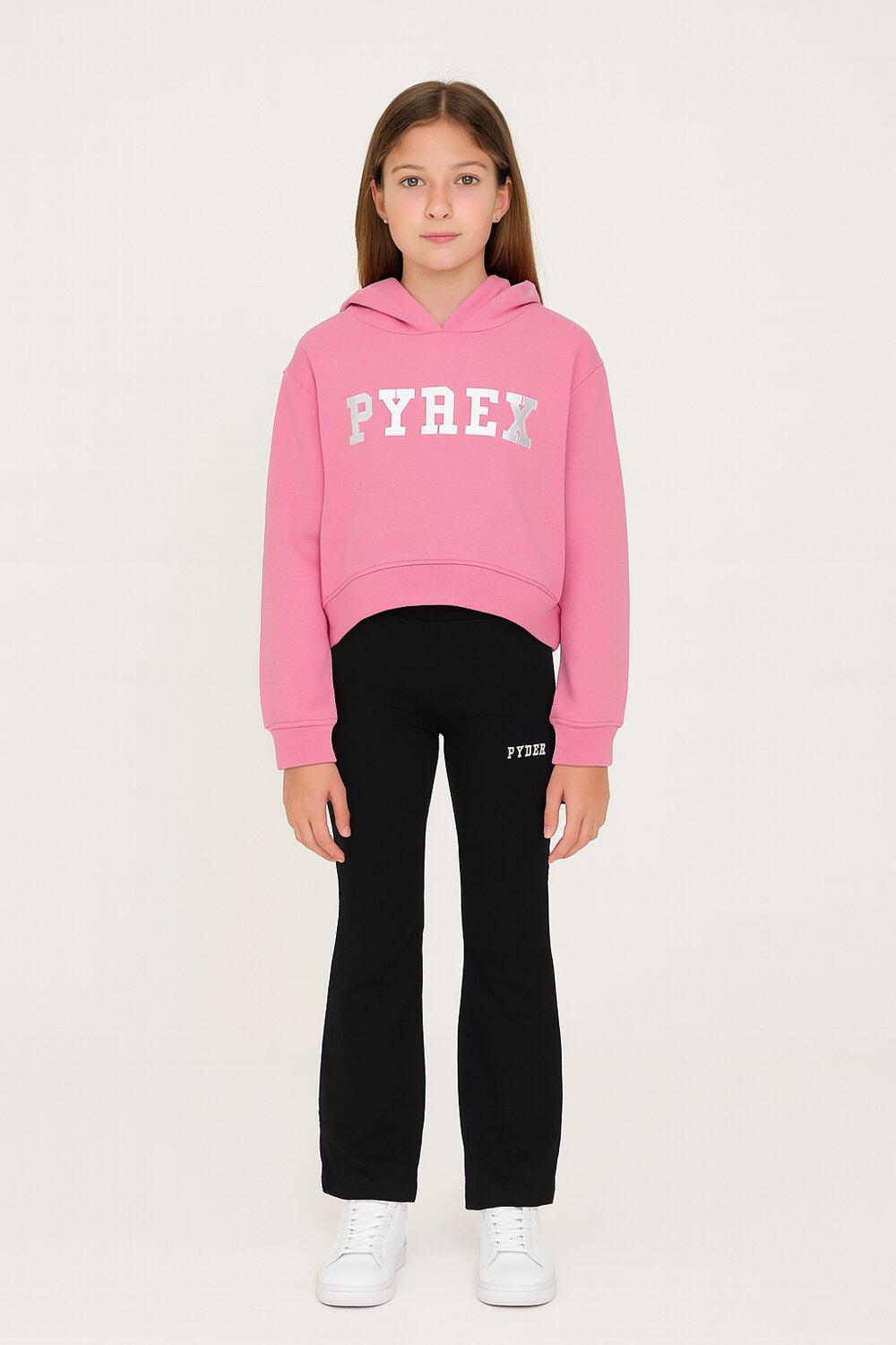 Pyrex completo bambina felpa cappuccio rosa 2-16 anni cotone