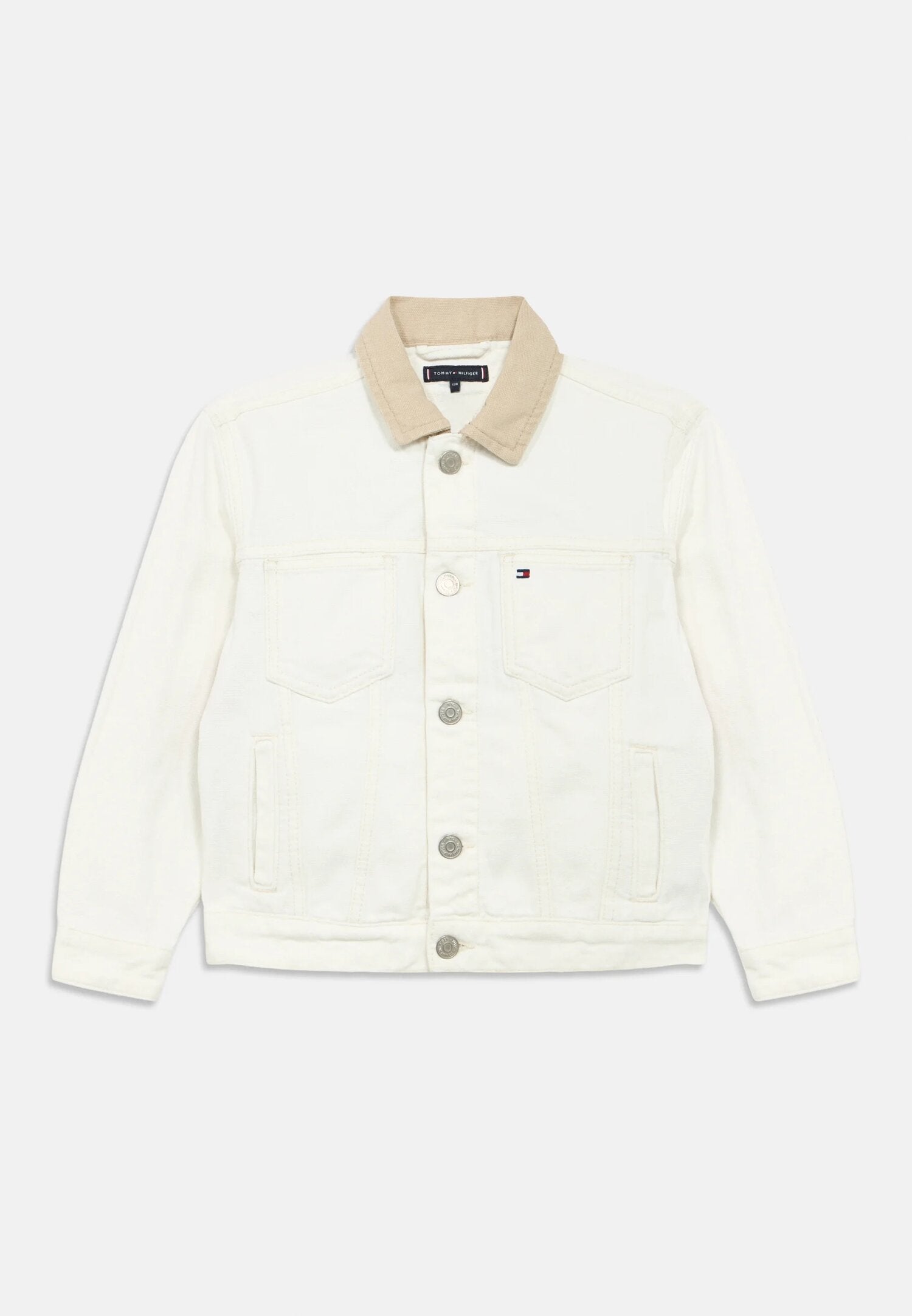 Tommy Hilfiger Giubbotto Panna Ragazzo Con Bottoni Sportivo In Cotone KB0KB10