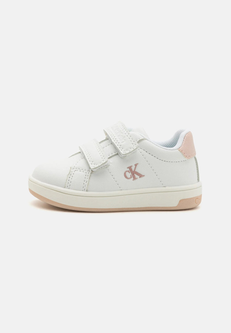 Calvin Klein Girls' White Sneakers with Glittery CK Logo - WHITE | CammarataMode