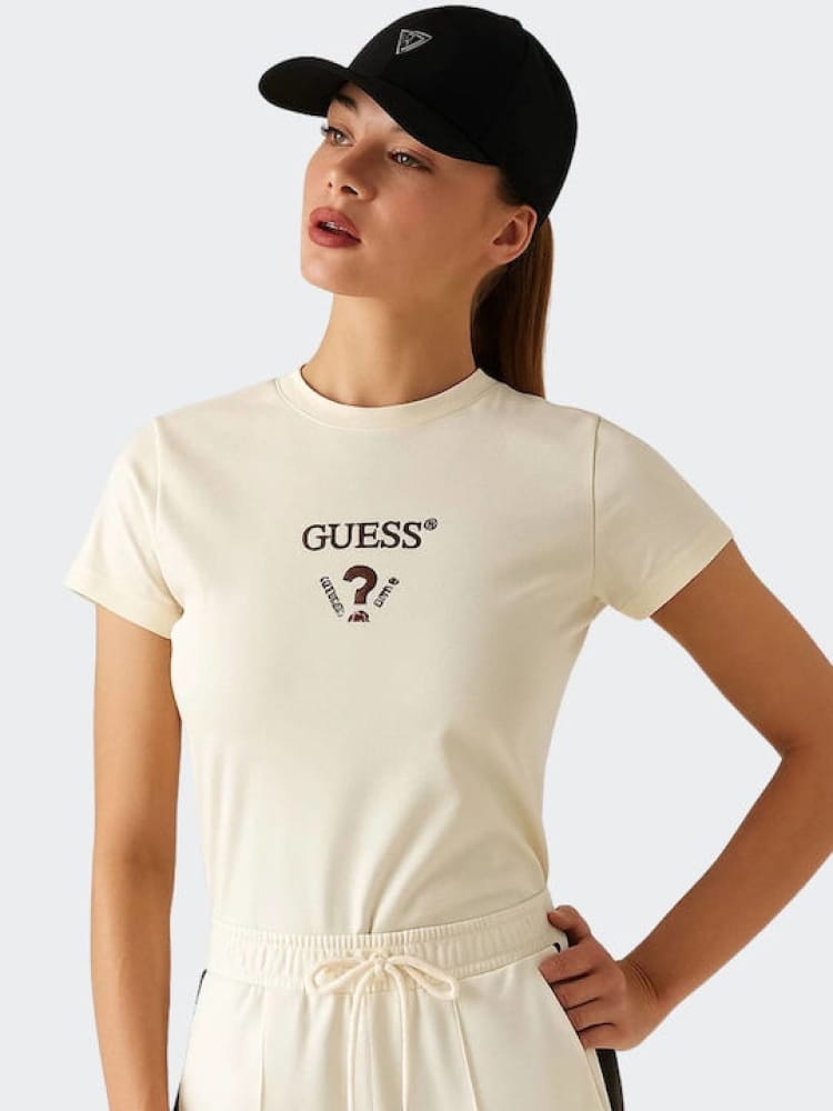 Guess tshirt beige donna con logo