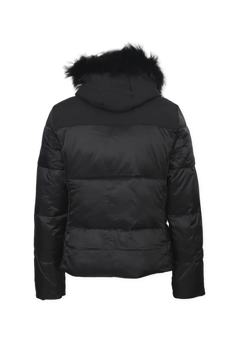 Black down jacket with fur for girls 6-16 years - Yess Zee Essenza - BLACK | CammarataMode