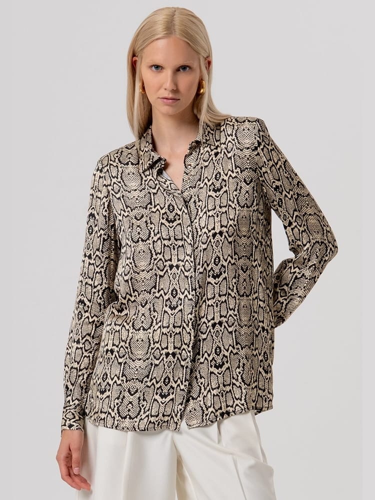Fracomina camicia in viscosa con stampa animalier