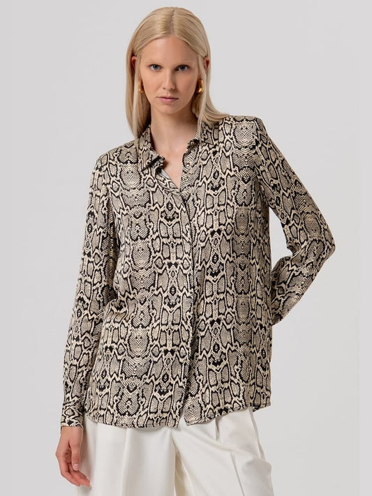 Fracomina camicia in viscosa con stampa animalier